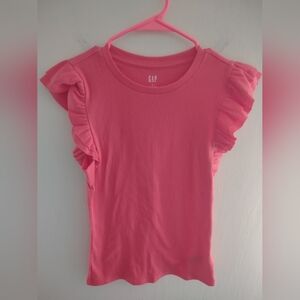 Gap Sleeveless Ruffle Ribbed Top Fire Coral Medium Casual Classic FeminineUnde